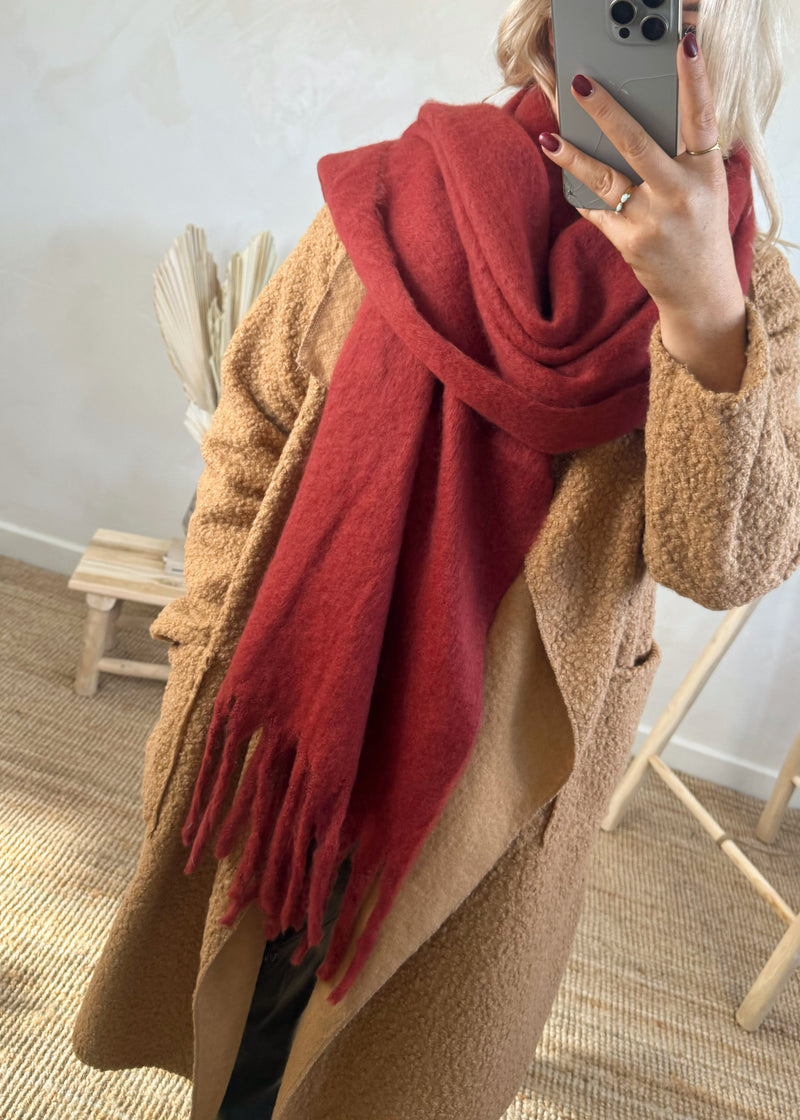 Blanket tassel scarf - burnt umber