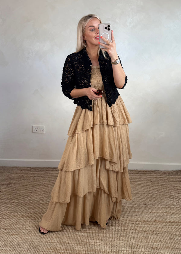 saffron tiered maxi - tan