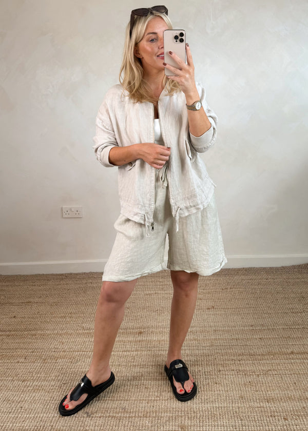 Essie linen shorts - stone