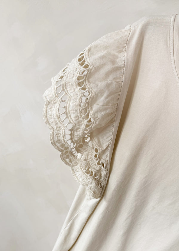 Florrie broderie anglaise tee - stone