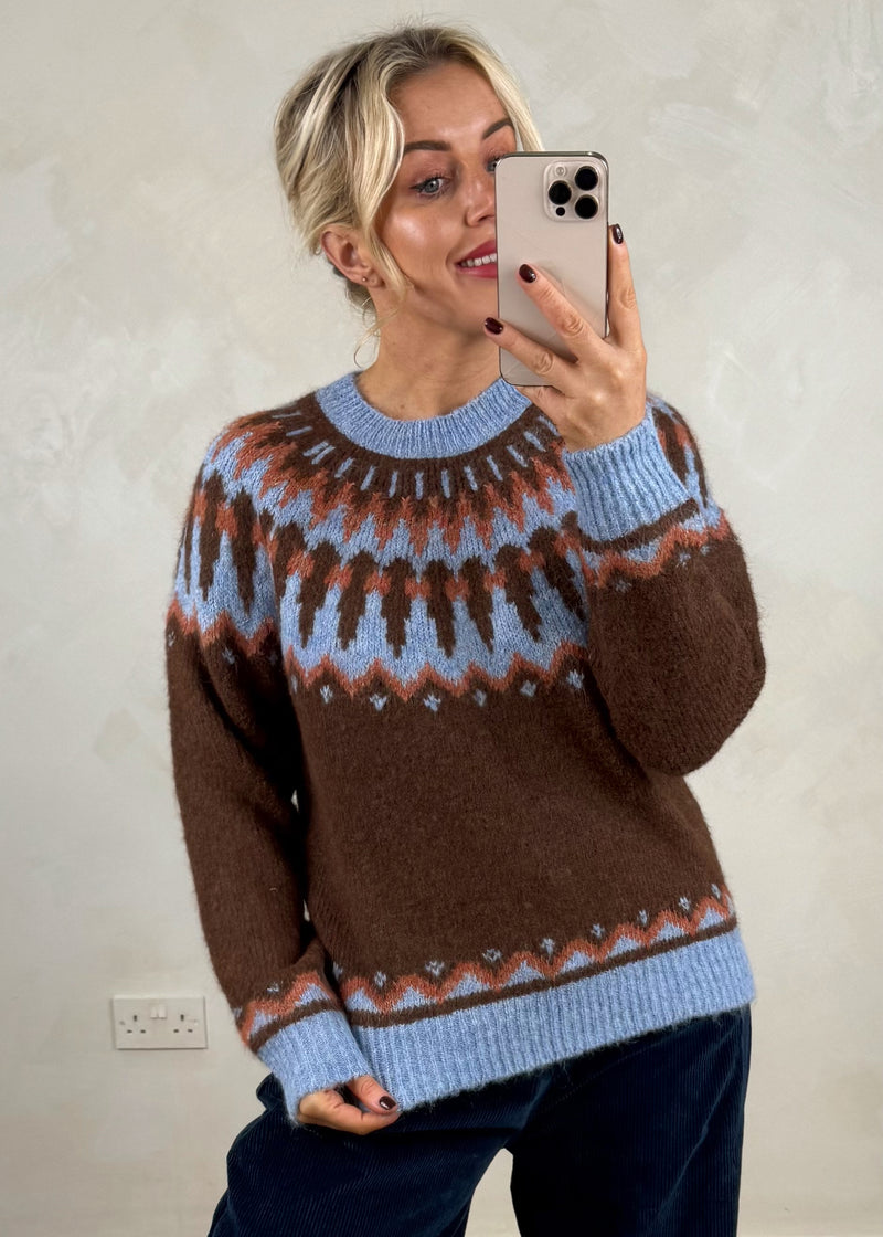 Aspen fair isle knit - chocolate