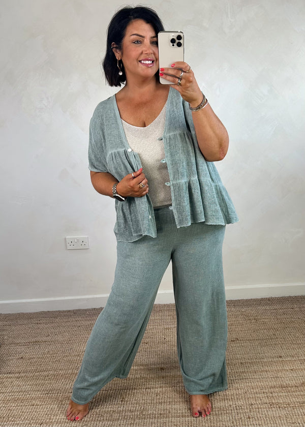 Seren linen blend trouser - sage