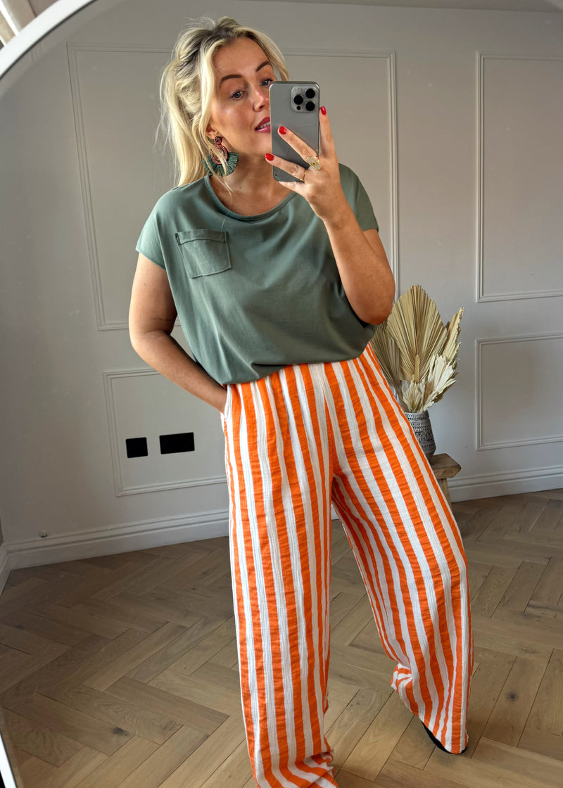 Jolie pants -  orange/stone stripe