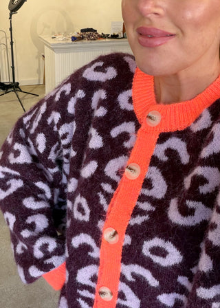 Sam chunky animal print knit - Aubergine