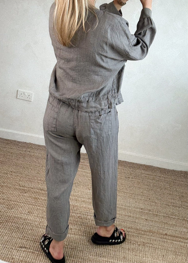 Milos linen trouser - mocha
