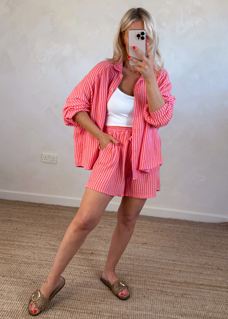 Miami co-ord short set - pink/orange