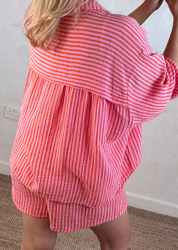 Miami co-ord short set - pink/orange