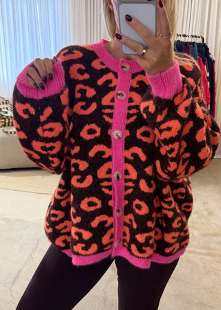 Sam chunky animal print knit - Chocolate