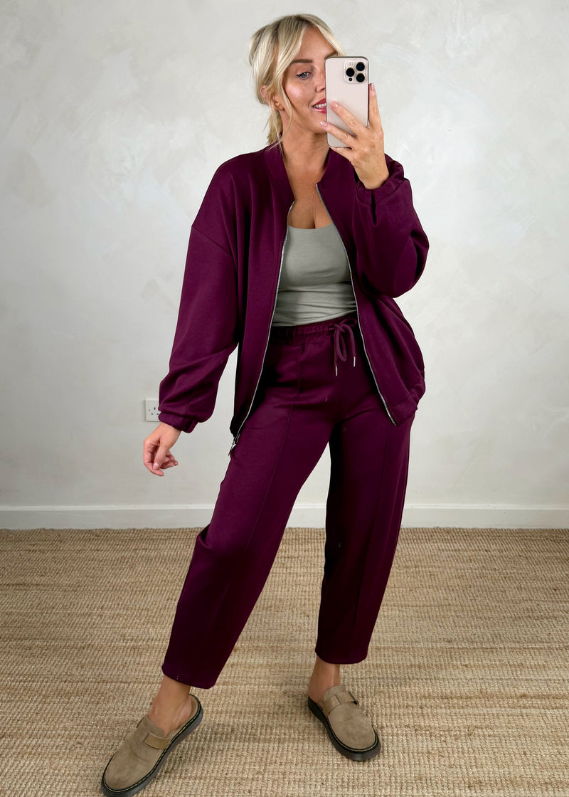 Carrot leg bomber co-ord set - Damson