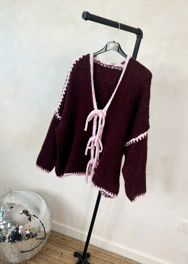 Luca tie front knit - Merlot