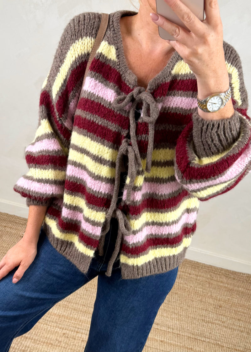 Rufus Striped tie front knit - Mocha