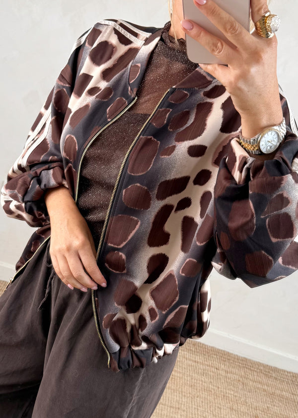 2 stripe bomber jacket - chocolate