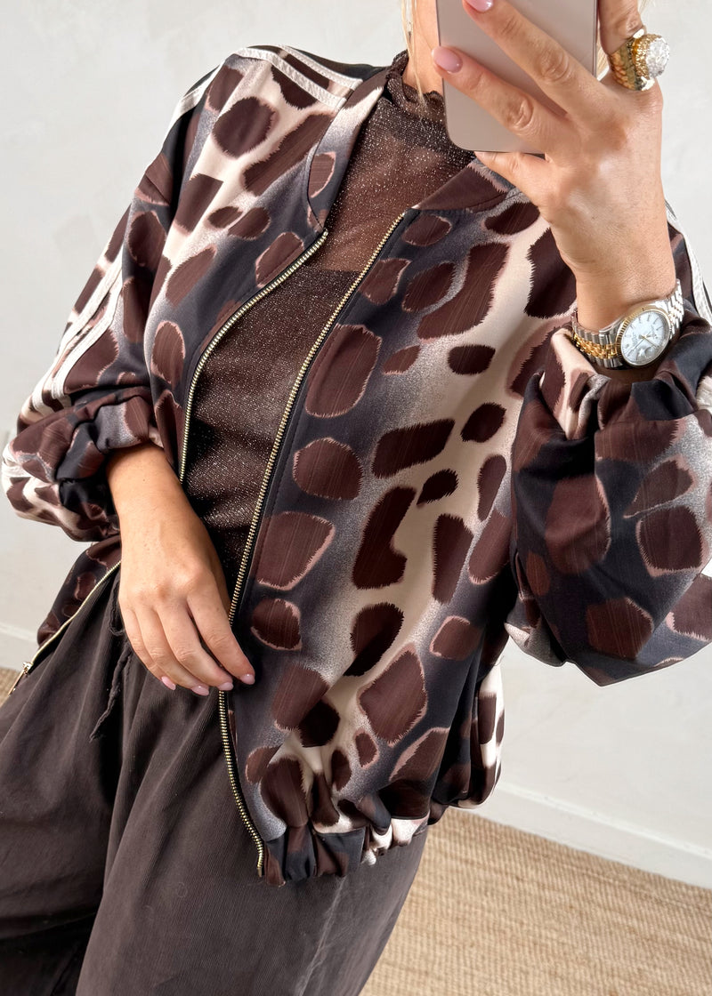 2 stripe bomber jacket - chocolate