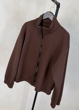 Sheldon zip through sweater - Chocolate