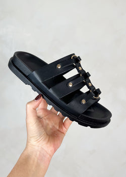 Caged sandal - black