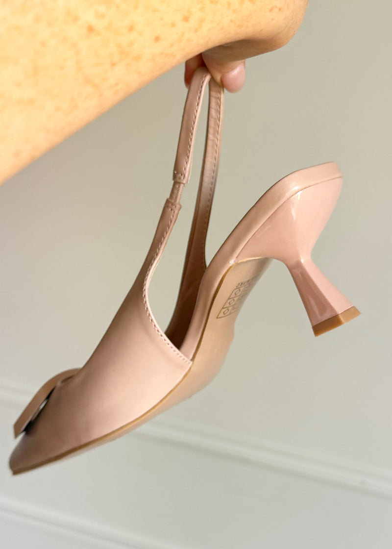 buckle slingback heel - nude