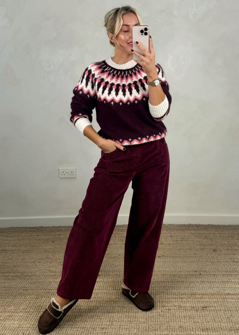 Aspen fair isle knit - merlot