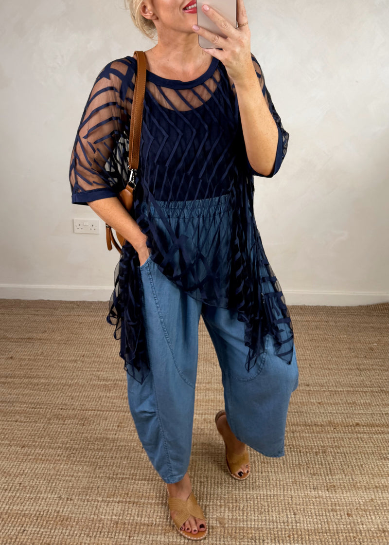 Nikki 2 layer top - navy