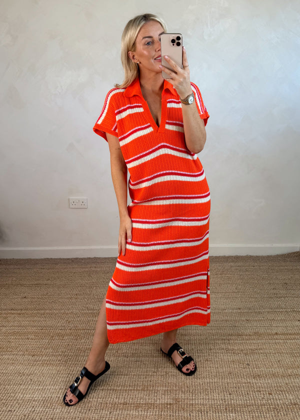Coby striped dress - orange