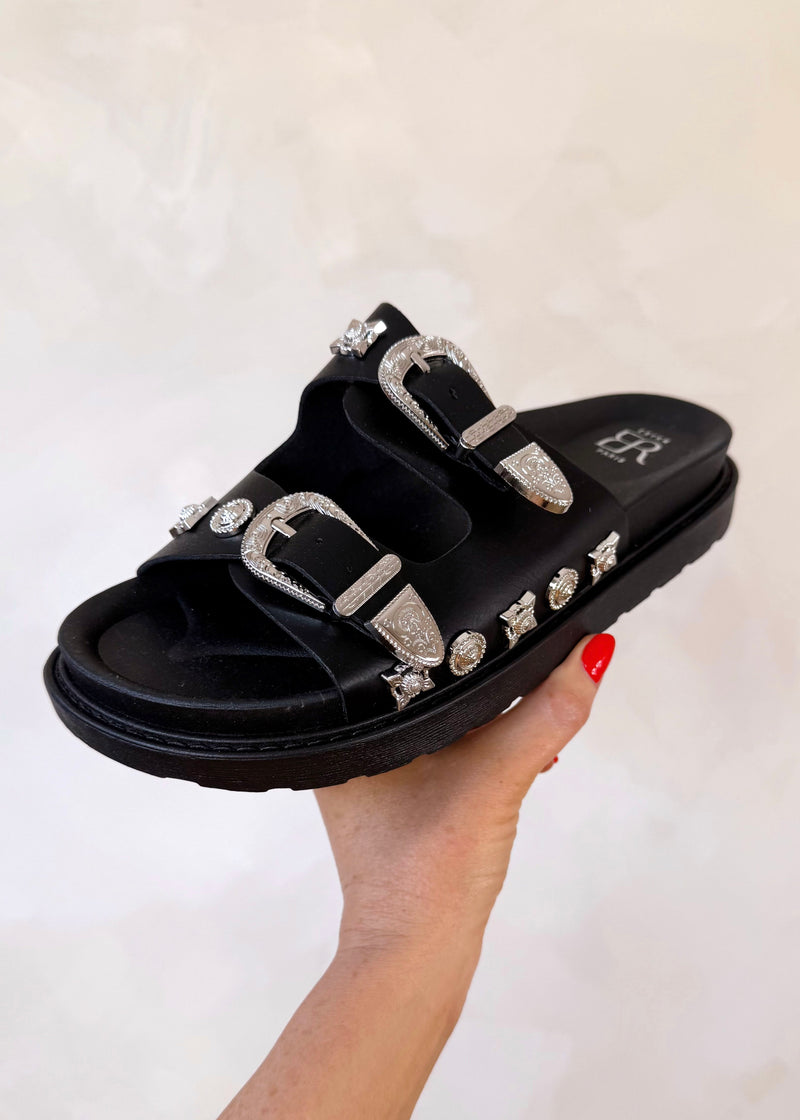 Jaymes studded slider - black