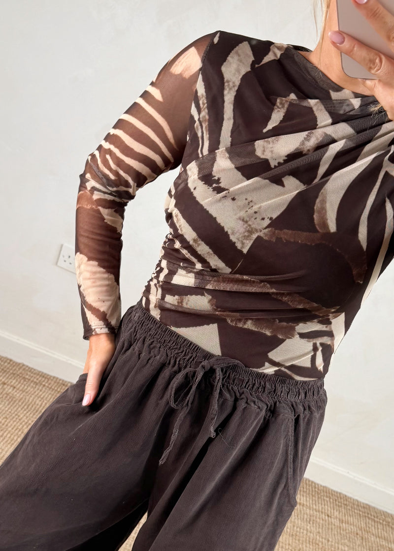 Talia Sheer top - chocolate