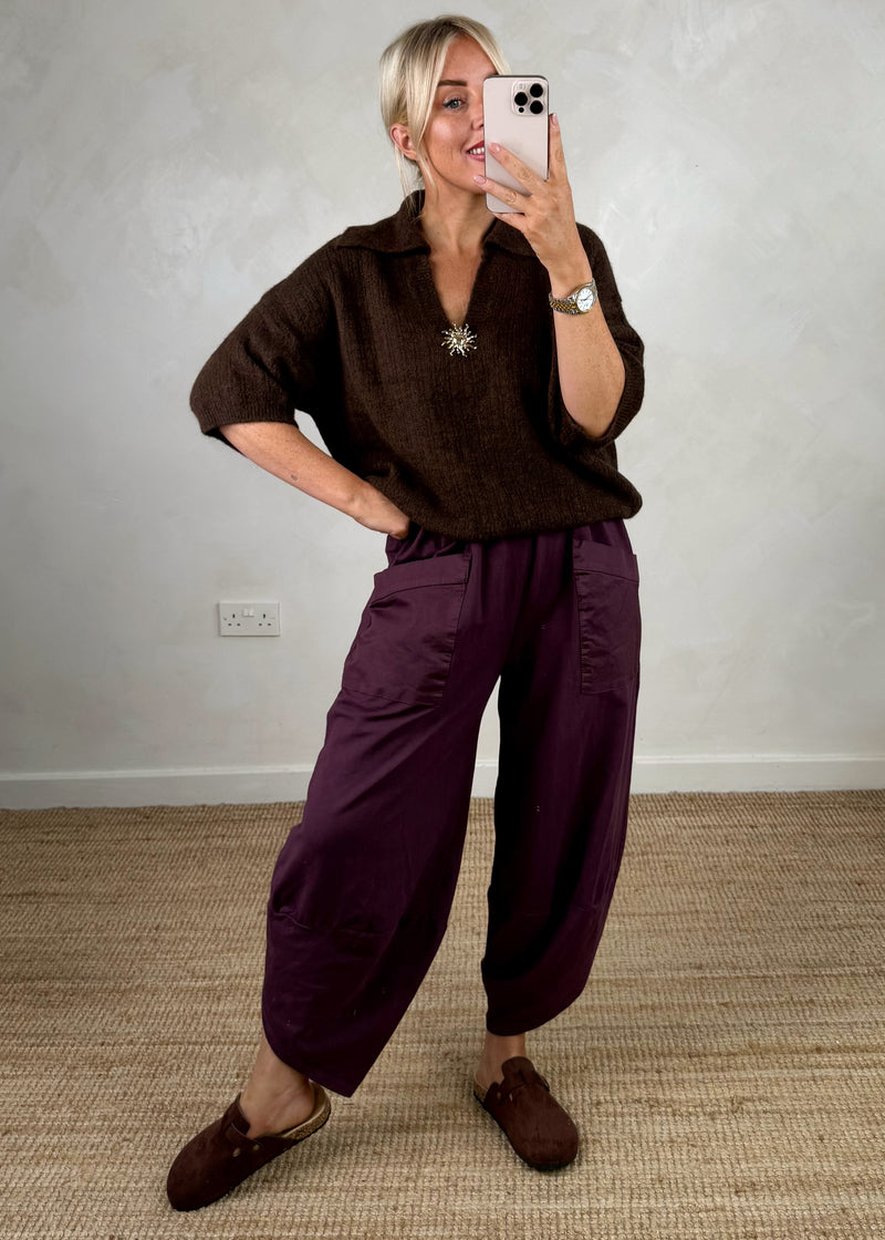 Moda casual pants - damson