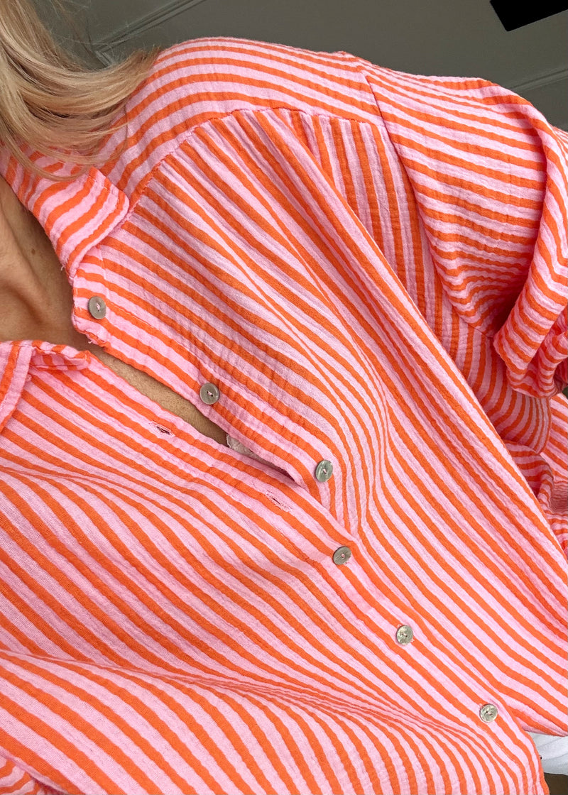 Miami striped shirt - orange/pink