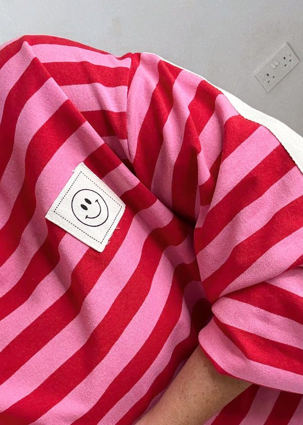 Smiley stripe sweat - red/pink