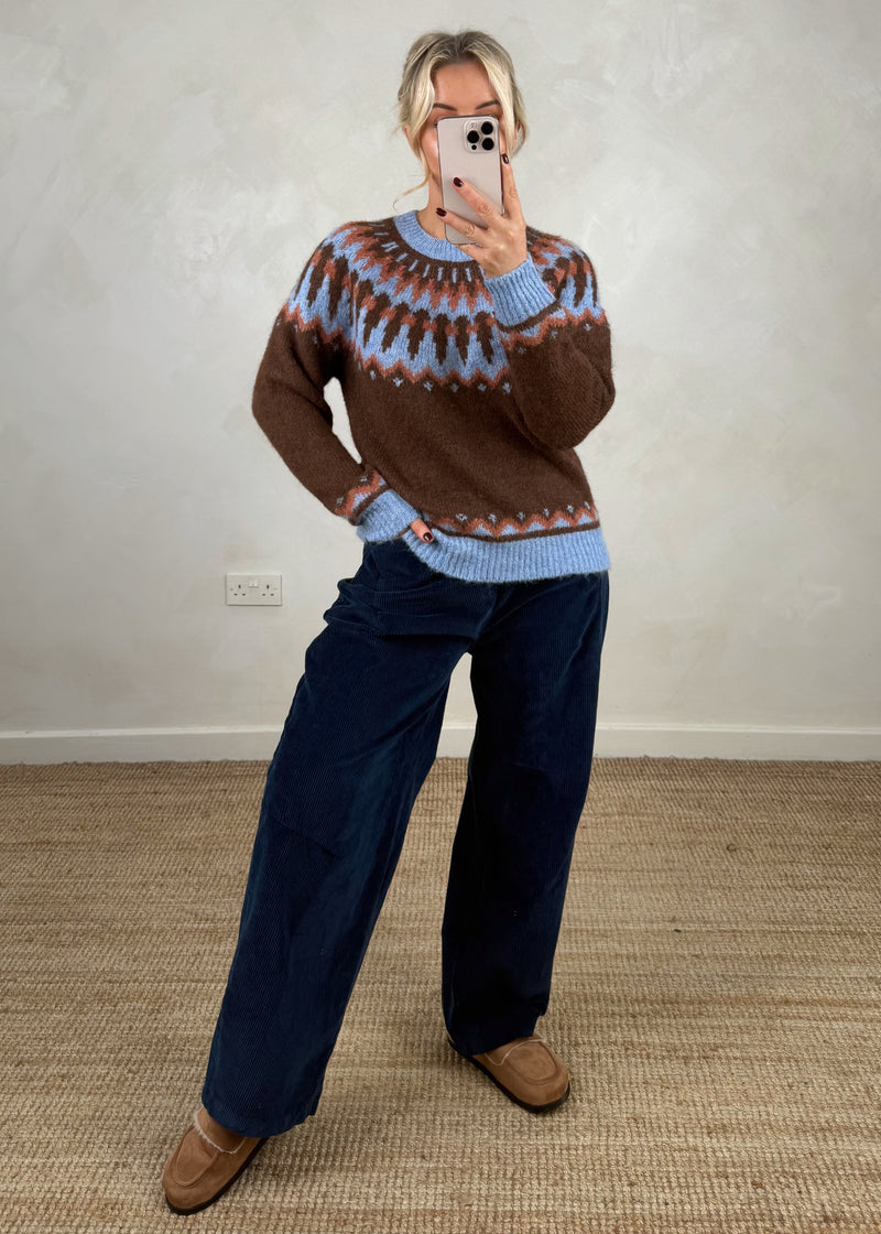 Aspen fair isle knit - chocolate
