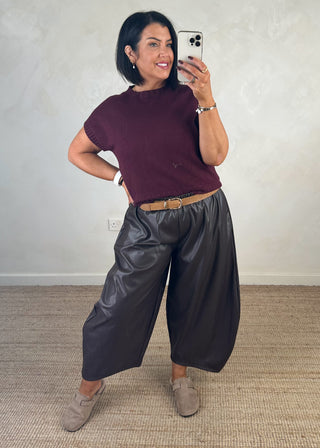 Jay short sleeve ribbed knit - Merlot
