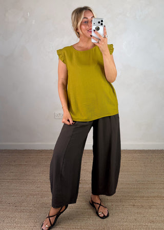 Jenna button back blouse - Pistachio-The Style Attic