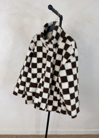 Checkerboard fleece - chocolate