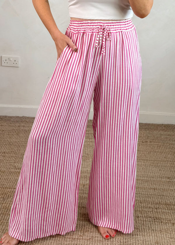 Bowie linen pants - pink stripe