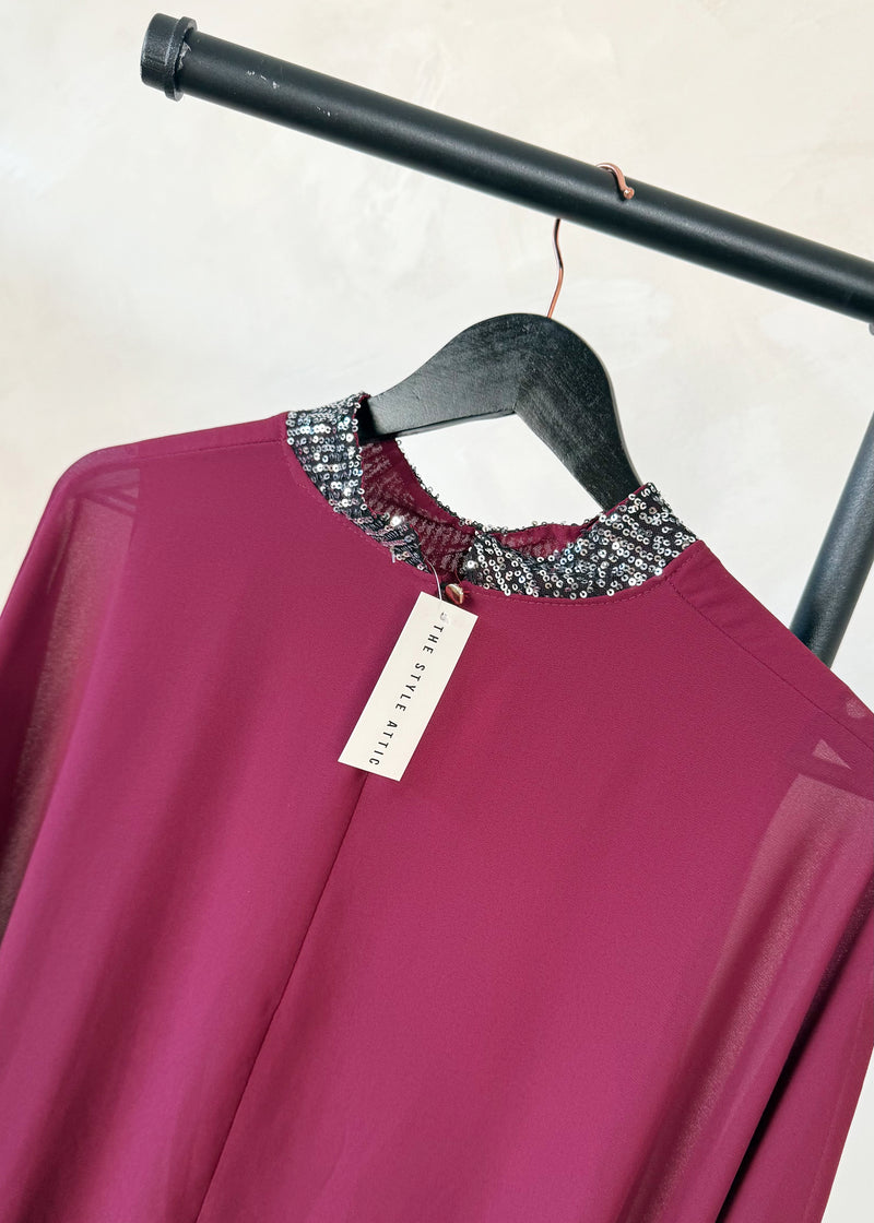 Vixen sequin blouse - merlot