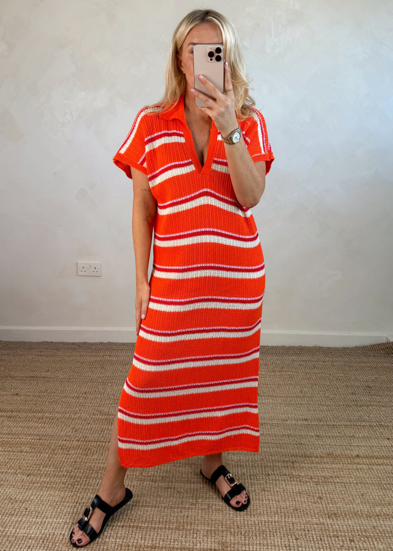 Coby striped dress - orange