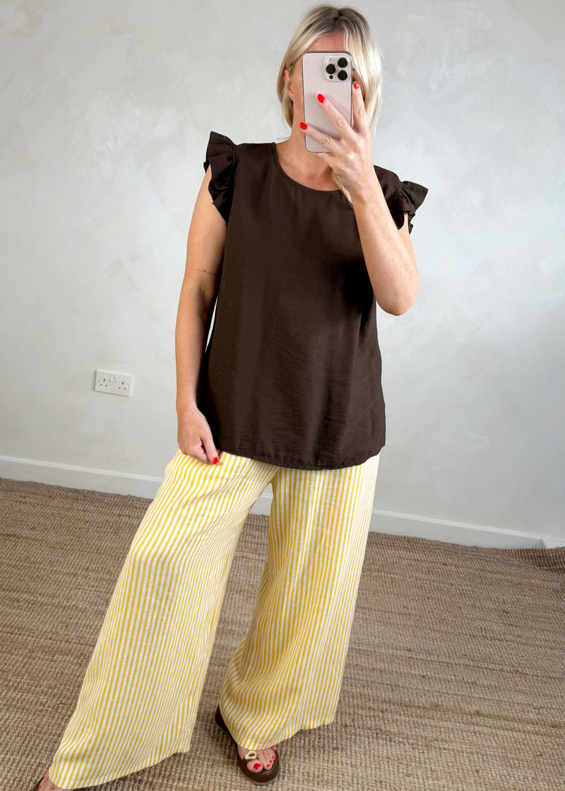 Kiki Frill top - brown
