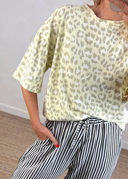 Bonnie leopard print tee - lemon