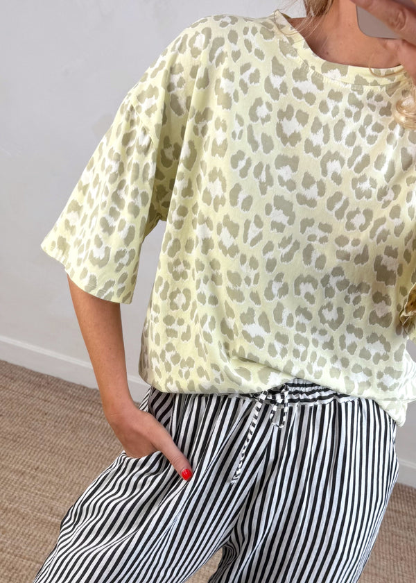 Bonnie leopard print tee - lemon