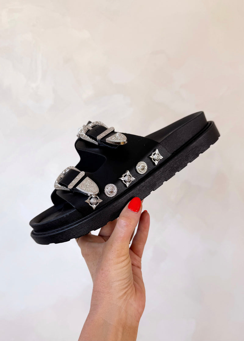 Jaymes studded slider - black
