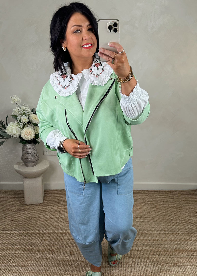 Harriet embroidered collar shirt - white