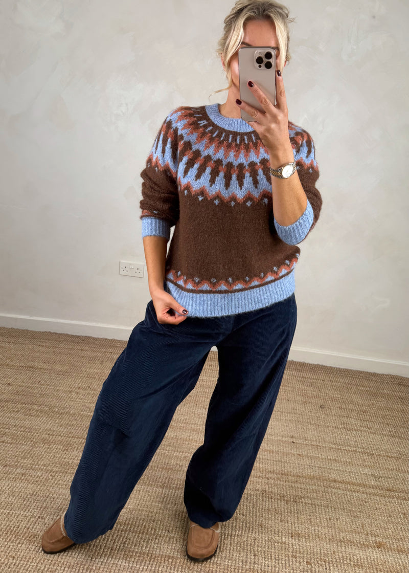 Aspen fair isle knit - chocolate