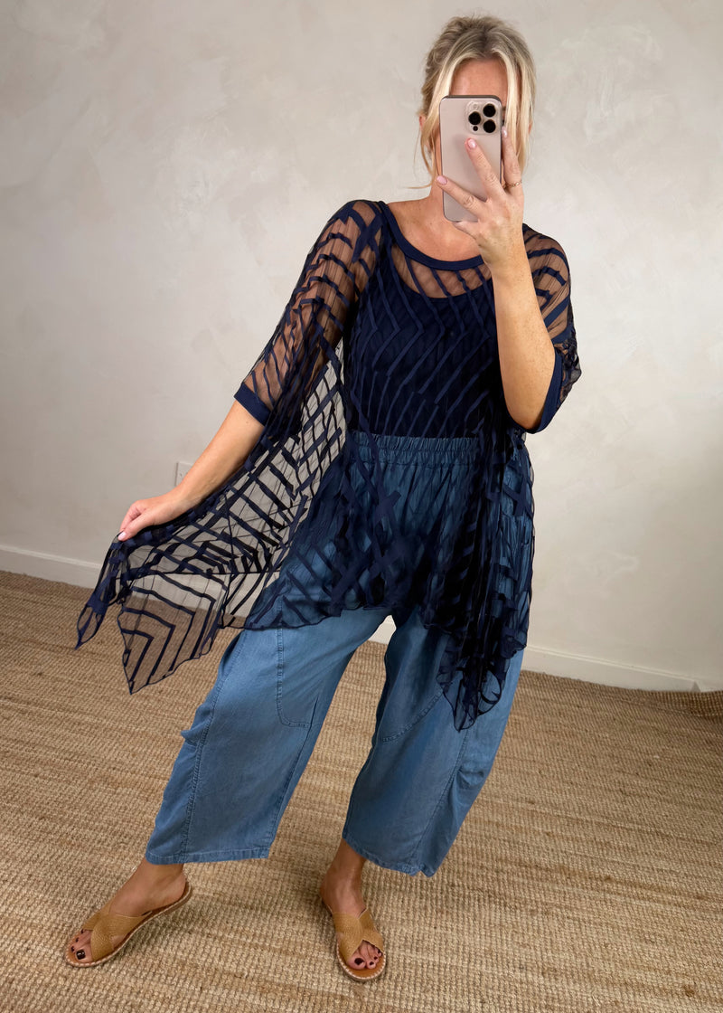 Nikki 2 layer top - navy