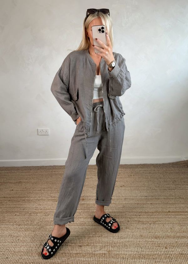 Milos linen trouser - mocha