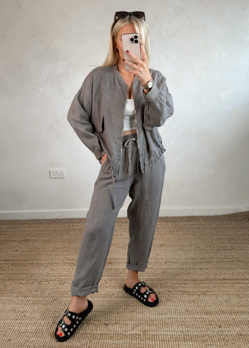 Milos linen trouser - mocha