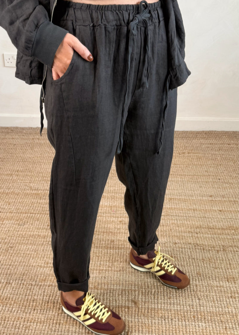 Milos linen trouser - slate