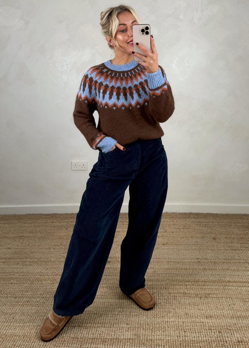 Aspen fair isle knit - chocolate