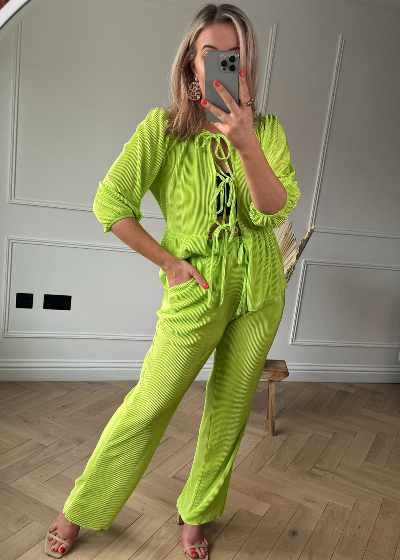 Jemima plisse co-ord - lime