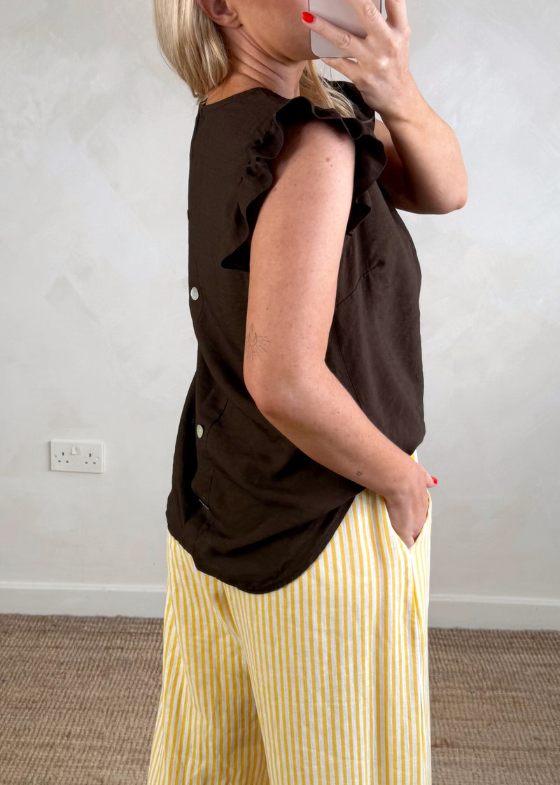 Kiki Frill top - brown