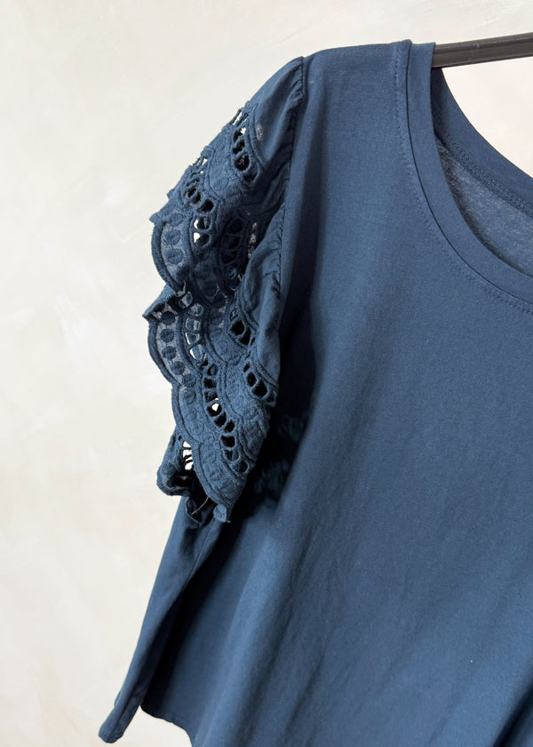 Florrie broderie anglaise tee - navy
