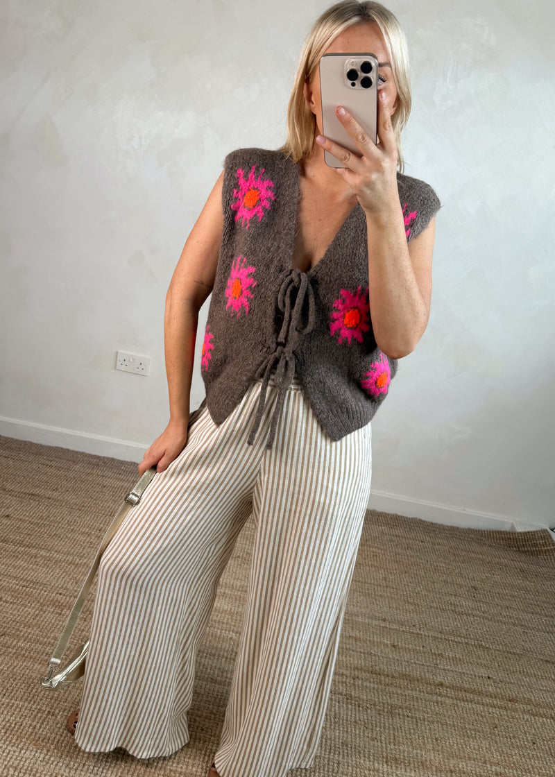 Sunny tie front knit - brown